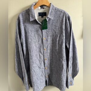 Stitch Fix even tide brushed cotton linen resort shirt blue XL new with tag